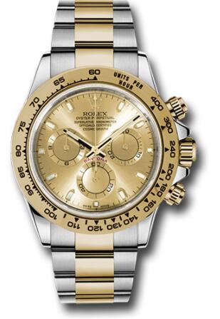 Replica Rolex Yellow Rolesor Cosmograph Daytona 40 Watch 116503 Champagne Index Dial - Click Image to Close
